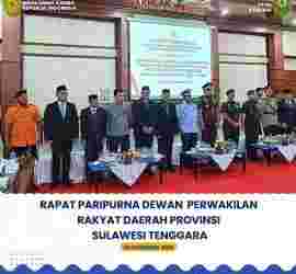 Rapat Paripurna Dewan Perwakilan Rakyat Daerah Provinsi Sulawesi Tenggara Dengan Acara Pokok Pengucapan Sumpah/Janji Pimpinan Dewan Perwakilan Rakyat Daerah Provinsi Sulawesi Tenggara Masa Jabatan Tahun 2024-2029