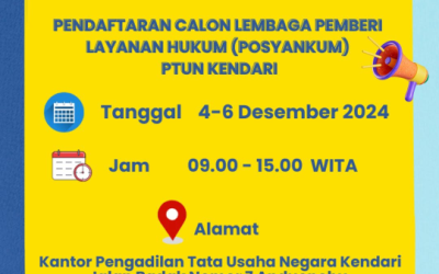 Pendaftaran Calon Lembaga Pemberi Layanan Hukum (Posyankum) PTUN Kendari