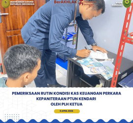 pemeriksaan rutin kondisi kas keuangan perkara kepaniteraan PTUN Kendari
