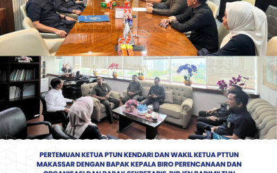 Pertemuan Ketua PTUN Kendari Dan Wakil Ketua PTTUN Makassar Dengan Bapak Kepala Biro Perencanaan Dan Organisasi Dan Bapak Sekretaris Ditjen Badimiltun