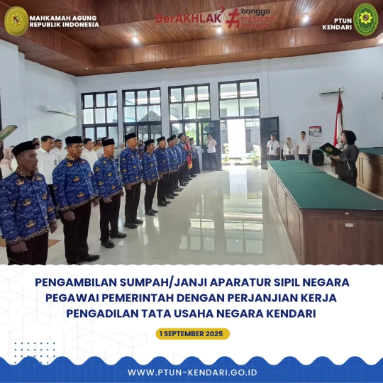 Pengambilan Sumpah/Janji Aparatur Sipil Negara Pegawai Pemerintah Dengan Perjanjian Kerja Pengadilan Tata Usaha Negara Kendari