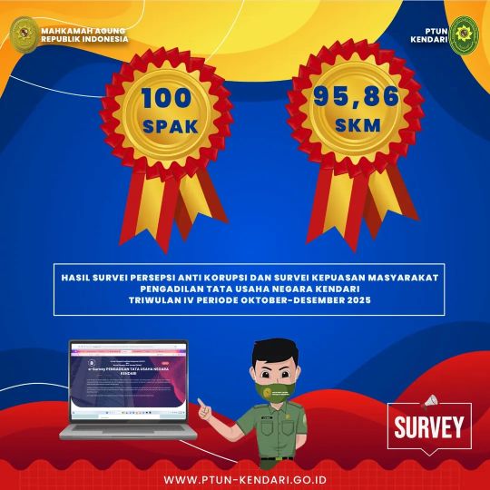 Hasil Survei Persepsi Anti Korupsi dan Survei Kepuasan Masyarakat Pengadilan Tata Usaha Negara Kendari Triwulan IV Periode Oktober-Desember 2025