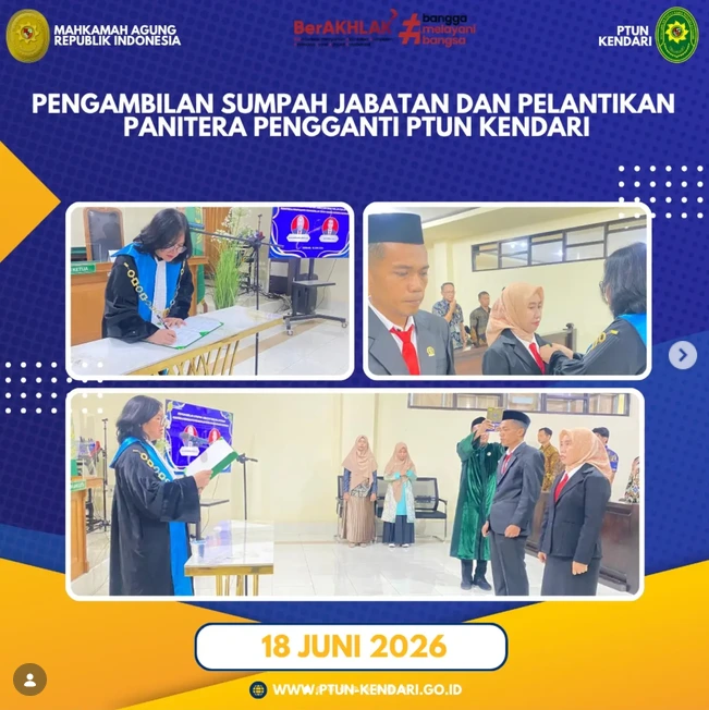 Pelantikan dan Pengambilan Sumpah Jabatan Panitera Pengganti PTUN Kendari
