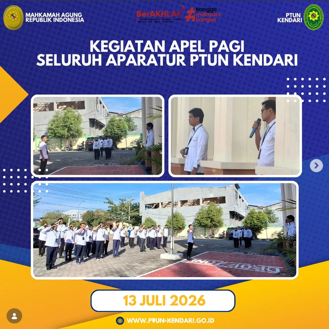Kegiatan Apel Pagi Seluruh Aparatur PTUN Kendari