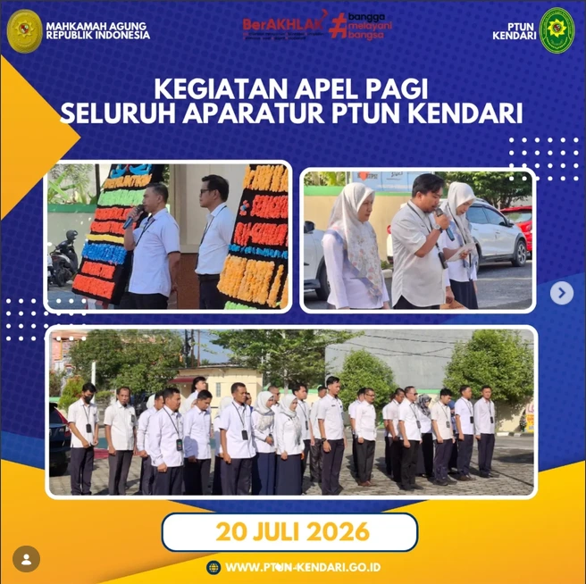 Kegiatan Apel Pagi Seluruh Aparatur PTUN Kendari