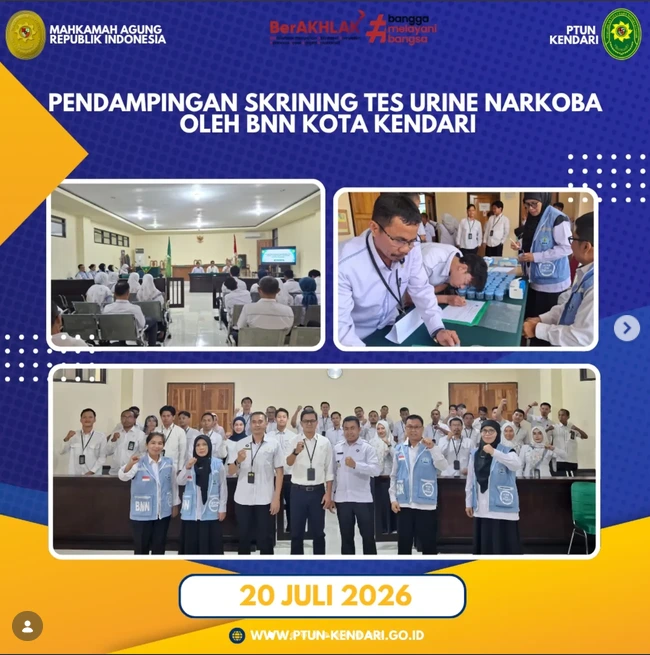 Pendampingan Skrining Tes Urine Narkoba Oleh BNN Kota Kendari