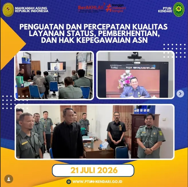 Kegiatan Penguatan dan Percepatan Kualitas Layanan Status, Pemberhentian, dan Hak Kepegawaian ASN