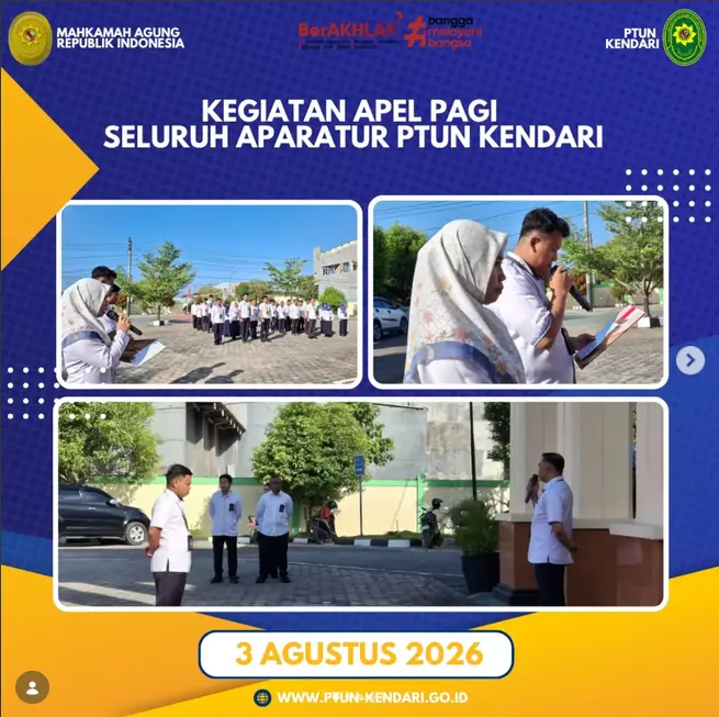 Kegiatan Apel Pagi Seluruh Aparatur PTUN Kendari