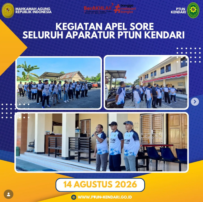 Kegiatan Apel Sore Seluruh Aparatur PTUN Kendari