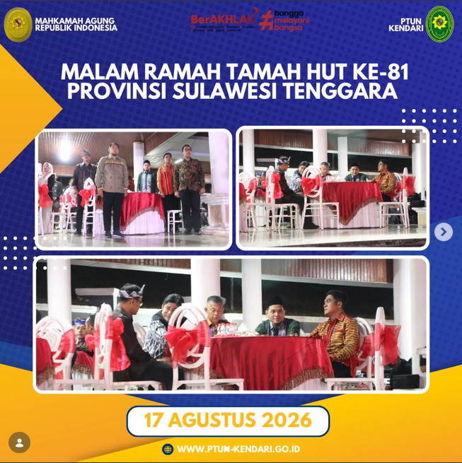 Malam Ramah Tamah HUT Ke-81 RI Provinsi Sulawesi Tenggara