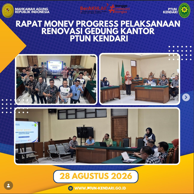 Rapat Monev Progress Pelaksanaan Renovasi Gedung Kantor PTUN Kendari.