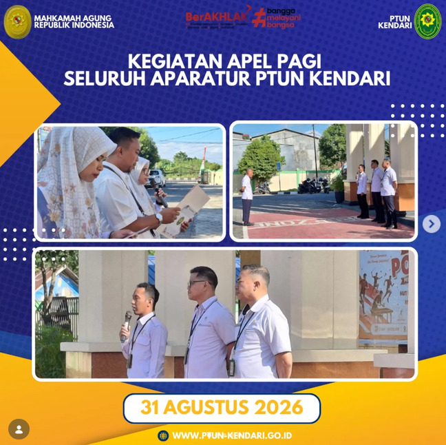 Kegiatan Apel Pagi Seluruh Aparatur PTUN Kendari