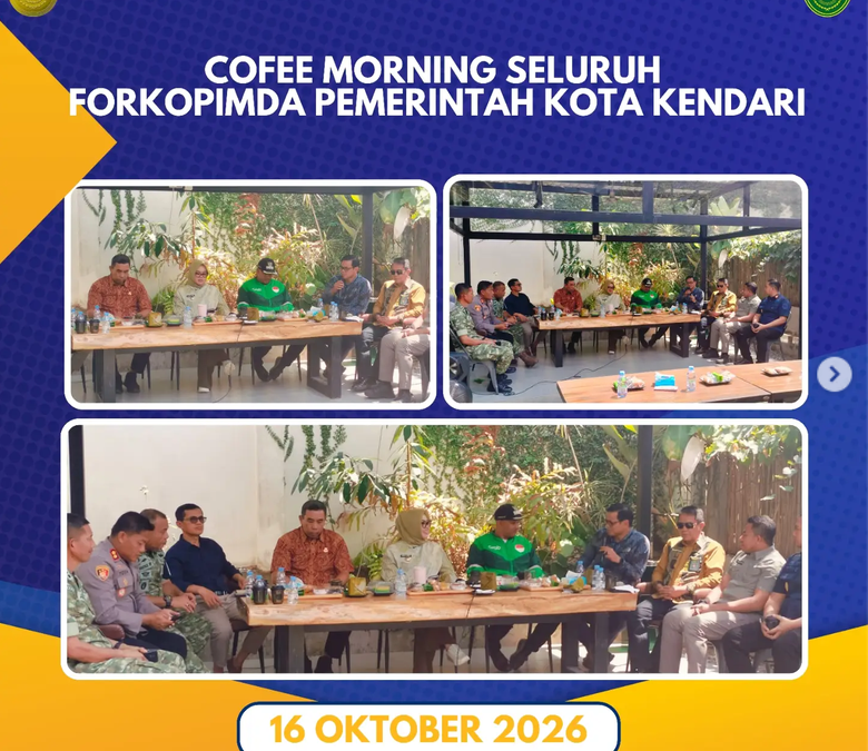 Coffee Morning bersama seluruh unsur Forum Koordinasi Pimpinan Daerah (Forkopimda) Pemerintah Kota Kendari.